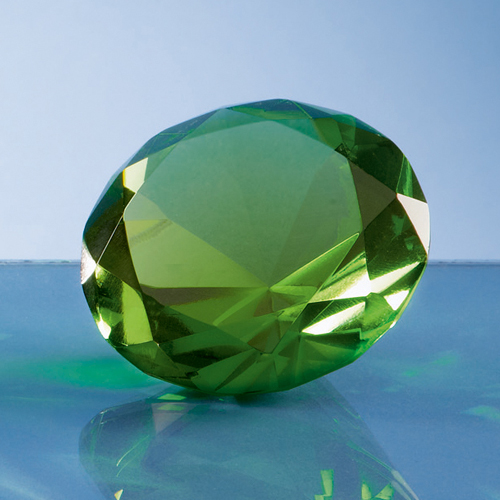 6cm Optical Crystal Green Diamond Paperweight