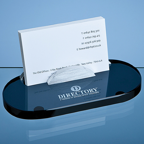 14cm Smoked Glass Business Card Holder